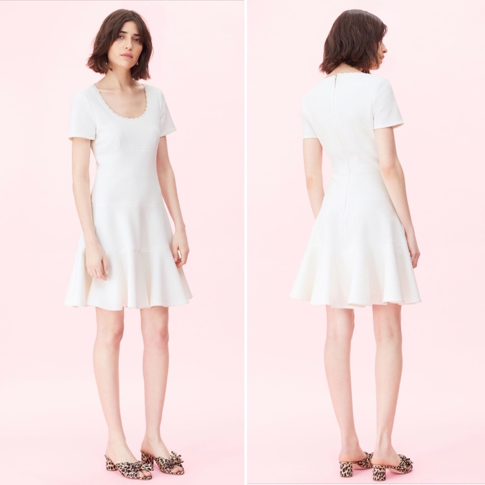 Rebecca Taylor Scalloped Textured Dress NWT Ivory Size 0 Wedding Guest